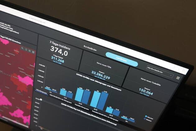 Dashboard des RKI, die 7-Tage-Inzidenz liegt nun bei 374,0 7-Tage-Inzidenz, Dashboard des RKI auf einem Monitor am 04.10.2022 in Siegen Deutschland.