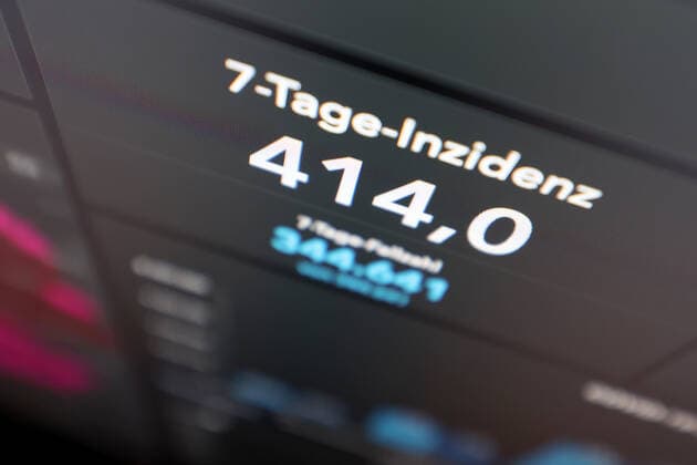 Dashboard des RKI, die 7-Tage-Inzidenz liegt nun bei 414,0 7-Tage-Inzidenz, Dashboard des RKI auf einem Monitor am 05.10.2022 in Siegen Deutschland.