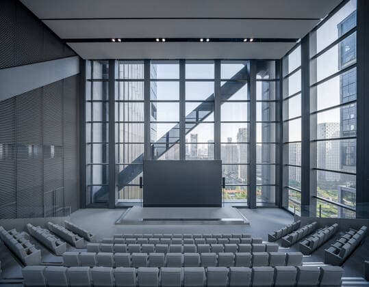 **VIDEO AVAILABLE: CONTACT INFO@COVERMG.COM TO RECEIVE** British architecture studio Foster + Partners has completed two skyscrapers - connected by an open-air suspension bridge, 105 meters above the ground - for Chinese drone manufacturer DJI in Shenzhen called DJI Sky City. DJI Sky City in Shenzen is comprised of the two 200-metre-high skyscrapers that now house the the robotics company and drone specialists DJI. The bridge is attached to each of the towers by vertically slatted cores, which both support a series of steel truss-encased, glass volumes that were stacked and cantilevered on top of one another. Its ground floor houses public facilities, including a community healthcare centre, and lobbies that each contain an indoor zen g Copyright: xx 52040747 EDITORIAL USE ONLY. NOT FOR USE BY NEWSPAPERS BASED IN THE UK.