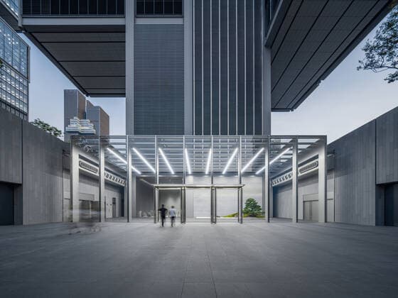 **VIDEO AVAILABLE: CONTACT INFO@COVERMG.COM TO RECEIVE** British architecture studio Foster + Partners has completed two skyscrapers - connected by an open-air suspension bridge, 105 meters above the ground - for Chinese drone manufacturer DJI in Shenzhen called DJI Sky City. DJI Sky City in Shenzen is comprised of the two 200-metre-high skyscrapers that now house the the robotics company and drone specialists DJI. The bridge is attached to each of the towers by vertically slatted cores, which both support a series of steel truss-encased, glass volumes that were stacked and cantilevered on top of one another. Its ground floor houses public facilities, including a community healthcare centre, and lobbies that each contain an indoor zen g Copyright: xx 52040739 EDITORIAL USE ONLY. NOT FOR USE BY NEWSPAPERS BASED IN THE UK.