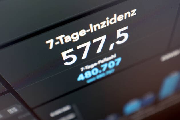 Dashboard des RKI, die 7-Tage-Inzidenz liegt nun bei 577,5 7-Tage-Inzidenz, Dashboard des RKI auf einem Monitor am 07.10.2022 in Siegen Deutschland.
