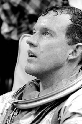 RECORD DATE NOT STATED (1963) --- Astronaut L. Gordon Cooper Jr., prime pilot for the Mercury-Atlas 9 (MA-9) mission, is pictured just after his helmet had been removed. He has just spent approximately five hours in the spacecraft during altitude chamber tests. 1062_36_M_-926-