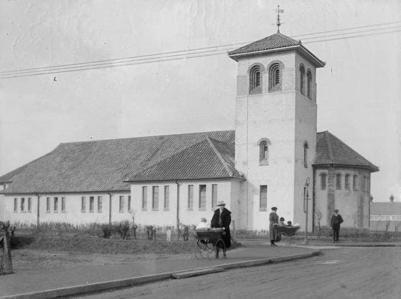 Ministry of Information First World War Official Collection Exterior of the Presbyterian Church, munition township, Gretna. Copyright: xpiemagsx minofinfopieww04102022-1075 !ACHTUNG AUFNAHMEDATUM GESCHÄTZT!