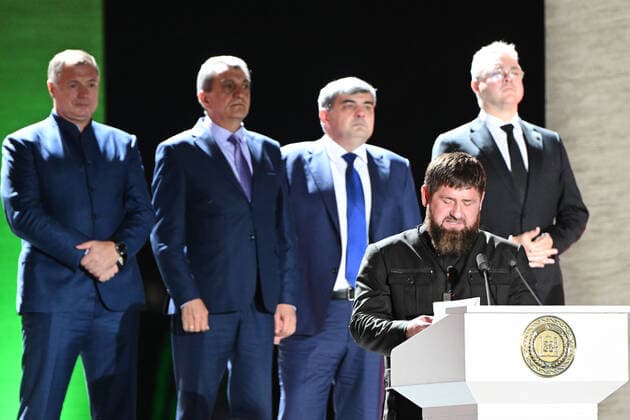 Russia Putin Anniversary Celebration 8291730 07.10.2022 Chechnya s regional President Ramzan Kadyrov delivers a speech during a concert in honor of the 70th anniversary of Russian President Vladimir Putin in Grozny, Chechen Republic, Russia. Vladimir Astapkovich Sputnik Grozny Russia  Copyright: xVladimirxAstapkovichx