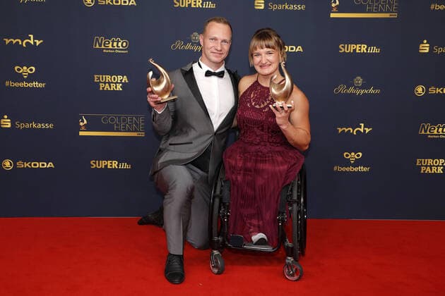 Preisträger Francesco Friedrich und Anna-Lena Forster bei der Verleihung Die Goldene Henne am 7.10.2022 in Leipzig Die Goldene Henne 2022 Verleihung in Leipzig - Preisträger Gewinner