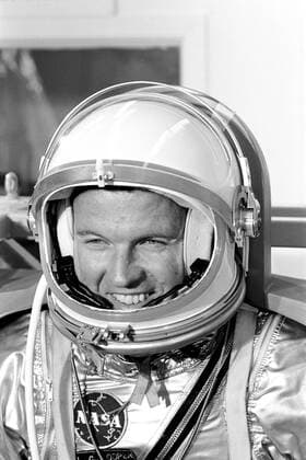 RECORD DATE NOT STATED (1963) --- Astronaut L. Gordon Cooper Jr., prime pilot for the Mercury-Atlas 9 (MA-9) mission, relaxes while waiting for weight and balance tests to begin. 1062_36_M_-2607-