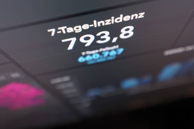 Dashboard des RKI, die 7-Tage-Inzidenz liegt nun bei 793,8 7-Tage-Inzidenz, Dashboard des RKI auf einem Monitor am 13.10.2022 in Siegen Deutschland.