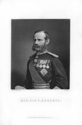 RECORD DATE NOT STATED General Sir Frederick Roberts, 1893. Sir Frederick, 1st Earl Roberts (1832-1914) was one of the foremost British military figures of Victorian times. Awarded the Victoria Cross in 1858 for his actions during the Indian Mutiny, Roberts is best known for his march to capture Kandahar during the Second Afghan War of 1878-1880. He was made Baron of Kandahar and Waterford in 1892 and promoted to Field Marshal in 1895. Roberts commanded the reinforcements sent to South Africa in 1900 after the setbacks of the early part of the Boer War. After his successful intervention in the South African campaign, he returned to England to become Commander-in-Chief of the British Army, a position which he held until 1904, when he retired from the army. An engr 