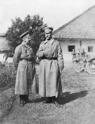 RECORD DATE NOT STATED Russian Generals Gurko and Brusilov, 1917. Vasili Gurko (1864-1937) was appointed Commander in Chief of the Russian Army in 1917 after the February Revolution but was dismissed in June after disagreements with the Provisional Government over strategy. Alexei Brusilov (1853-1926) planned the offensive bearing his name that eliminated any prospect of Austrian victory on the Eastern Front in 1916. He briefly served as Russian Commander in Chief after the February Revolution before being replaced by Kornilov in August 1917. Russian Generals Gurko and Brusilov, 1917. Artist: Unknown 