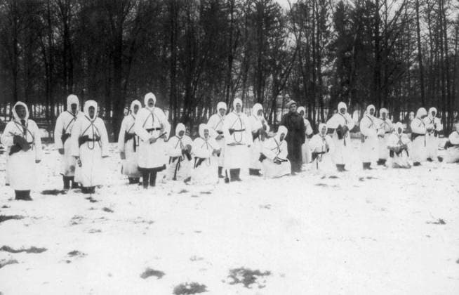 RECORD DATE NOT STATED Russian soldiers in winter uniform, Galician front, Poland, World War I, December 1914.The Russians advanced into Galicia after defeating the Austro-Hungarian army in the early months of the war but were forced to retreat by a combined German and Austro-Hungarian offensive in the spring and summer of 1915. Russian soldiers in winter uniform, Galician front, Poland, World War I, December 1914.Artist: Stuff 
