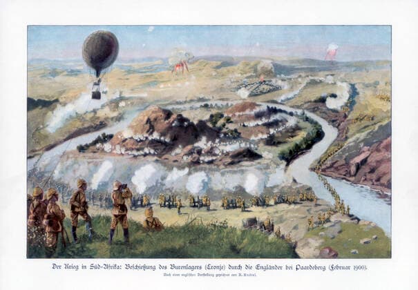 RECORD DATE NOT STATED The Battle of Paardeberg, South Africa, Second Anglo-Boer War, February 1900. The Battle of Paardeberg, South Africa, Second Anglo-Boer War, February 1900.Artist: Richard Knotel 