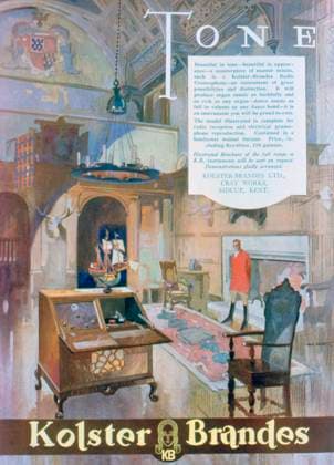 RECORD DATE NOT STATED Advert for Kolster Brandes radio gramophones, 1930. A print from The Illustrated Sporting and Dramatic News, December 1930. Advert for Kolster Brandes radio gramophones, 1930. Artist: Unknown 