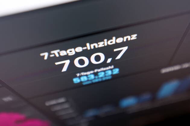 Dashboard des RKI, die 7-Tage-Inzidenz liegt nun bei 700,7 7-Tage-Inzidenz, Dashboard des RKI auf einem Monitor am 16.10.2022 in Siegen Deutschland.