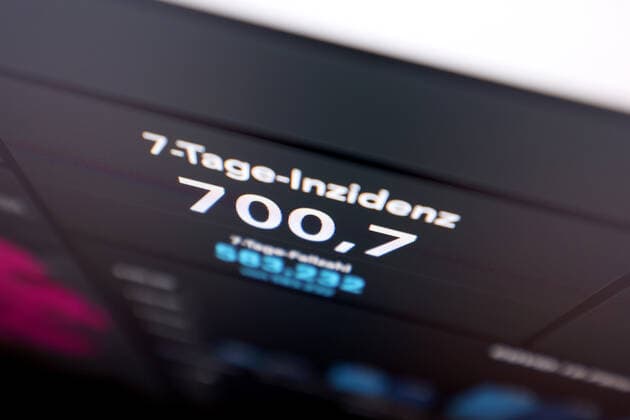 Dashboard des RKI, die 7-Tage-Inzidenz liegt nun bei 700,7 7-Tage-Inzidenz, Dashboard des RKI auf einem Monitor am 16.10.2022 in Siegen Deutschland.