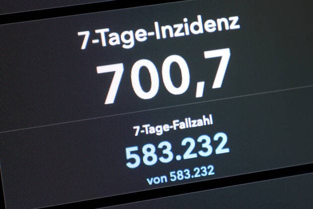 Dashboard des RKI, die 7-Tage-Inzidenz liegt nun bei 700,7 7-Tage-Inzidenz, Dashboard des RKI auf einem Monitor am 16.10.2022 in Siegen Deutschland.