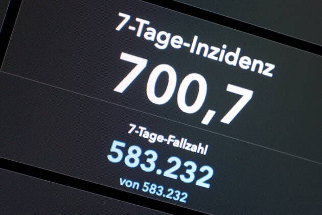 Dashboard des RKI, die 7-Tage-Inzidenz liegt nun bei 700,7 7-Tage-Inzidenz, Dashboard des RKI auf einem Monitor am 16.10.2022 in Siegen Deutschland.