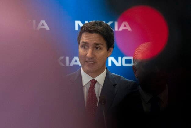 October 17, 2022, Ottawa, ON, Canada: Prime Minister Justin Trudeau responds to a question following an announcement at Nokia™s headquarters, Monday, October 17, 2022 in Ottawa. Ottawa Canada  - ZUMAc35_ 20221017_zaf_c35_007 Copyright: xAdrianxWyldx