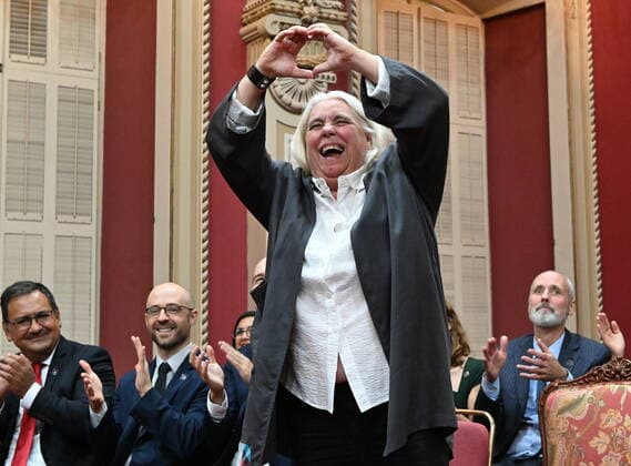 October 19, 2022, QUEBEC, PQ, Canada: Quebec Solidaire MNA Manon Masse stands and gestures toward guests during a ceremony, Wednesday, October 19, 2022 at the Quebec legislature. THE CANADIAN PRESS QUEBEC Canada  - ZUMAc35_ 20221019_zaf_c35_086 Copyright: xJacquesxBoissinotx