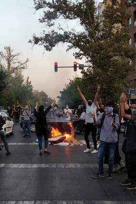 October 20, 2022, Tehran, Iran: A picture obtained by ZUMA outside Iran, reportedly shows protesters set fire as they clash with police during a protest over the death of young Iranian woman Mahsa Amini, who died on 16 September after being arrested in Tehran for not wearing her hijab appropriately in the capital Tehran on September 19, 2022. Iran has been facing worldwide anti-government protests following the death of Masha Amini, a 22-year-old girl, who was detained on 13 September by the police unit responsible for enforcing Iran s strict dress code for women. Amini was declared dead on 16 September, after she spent 3 days in a coma. According to the police, she fell into a coma and died of heart failure, while her family says that she - ZUMA 20221020_mda_i98_097 Copyright: xStringerx