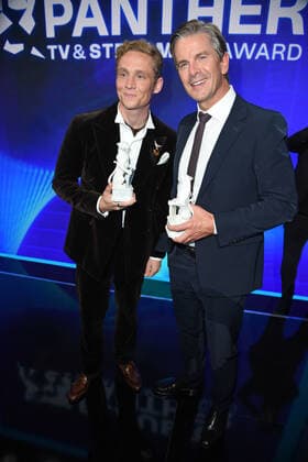 Matthias Schweighöfer, Markus Lanz bei der Preisverleihung Blauer Panther TV & Streaming Award in der BMW-Welt in München am 19.10.2022