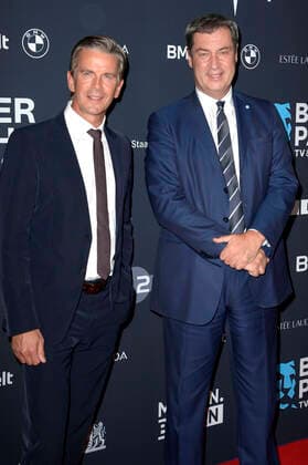 Markus Lanz und Markus Söder bei der Verleihung vom Blauer Panther - TV & Streaming Award 2022 in der BMW Welt. München, 19.10.2022