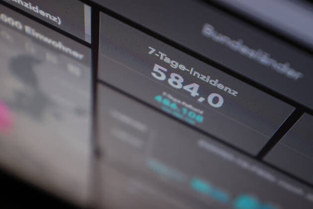 Dashboard des RKI, die 7-Tage-Inzidenz liegt nun bei 584,0 7-Tage-Inzidenz, Dashboard des RKI auf einem Monitor am 24.10.2022 in Siegen Deutschland.