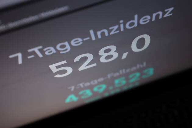 Dashboard des RKI, die 7-Tage-Inzidenz liegt nun bei 528,0 7-Tage-Inzidenz, Dashboard des RKI auf einem Monitor am 26.10.2022 in Siegen Deutschland.