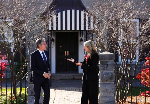 October 27, 2022, Ottawa, ON, CAN: Minister of Foreign Affairs Melanie Joly and US Secretary of State Antony Blinken meet at 7 Rideau Gate for a bilateral meeting in Ottawa, on Thursday, Oct. 27, 2022. Ottawa CAN  - ZUMAc35_ 20221027_zaf_c35_021 Copyright: xSeanxKilpatrickx