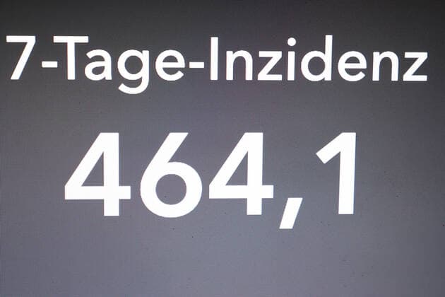 Dashboard des RKI, die 7-Tage-Inzidenz liegt nun bei 464,1 7-Tage-Inzidenz, Dashboard des RKI auf einem Monitor am 28.10.2022 in Siegen Deutschland.