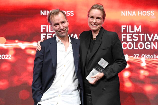 Mans Marlind und Nina Hoss bei der Verleihung der Film Festival Cologne Awards auf dem 32. Film Festival Cologne 2022 im E-Werk. Köln, 27.10.2022