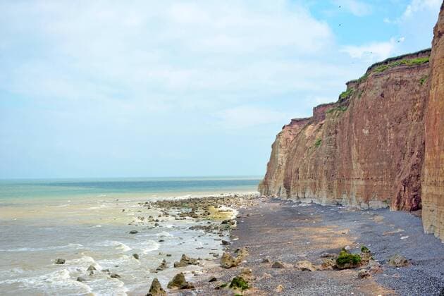 Creative Highlights World Kreidefelsen und Meer Horizont Landschaft Blick in Departement Seine Maritime in Normandie Frankreich *** Chalk cliffs and Sea Horizon Landscape View in Department its Maritime in Normandy France Copyright: imageBROKER/Firn ibxmob08753906.jpg