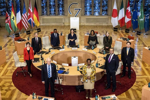 News Themen der Woche KW44 News Bilder des Tages (Im Uhrzeigersinn startend vorne links): Josep Borrell, EU-Aussenbeauftragter, Catherine Colonna, Aussenministerin Frankreich, Anthony Blinken, Aussenminister USA, Alfred Mutua, Aussenminister Kenia, Annalena Baerbock, Bundesaussenministerin, Shirley Ayorkor Botchwey Aussenministerin Ghana, Melanie Joly, Aussenministerin Kanada, Hayashi Yoshimasa, Aussenminister Japan, James Cleverly, Aussenminister Grossbritannien und Monique Nsanzabaganwa, Afrikanische Union aufgenommen im Rahmen des Treffens der G7 Aussenministerinnen und Aussenminister in Muenster, 05.11.2022. Muenster Deutschland *** Starting clockwise, front left, Josep Borrell, EU Representative for Foreign Affairs, Catherine Colonna, Minister of Foreign Affairs of France, Anthony B Copyright: xLeonxKuegeler photothek.dex