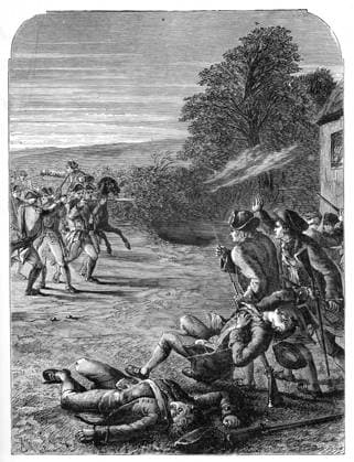 RECORD DATE NOT STATED The Battles of Lexington and Concord, 19 April 1775, (1872). Artist: Unknown Copyright:xThexPrintxCollector HeritagexImagesx IMAGO ,1149636 ! ACHTUNG: AUFNAHMEDATUM GESCHÄTZT!  Copyright:ThexPrintxCollector HeritagexImagesx IMAGO