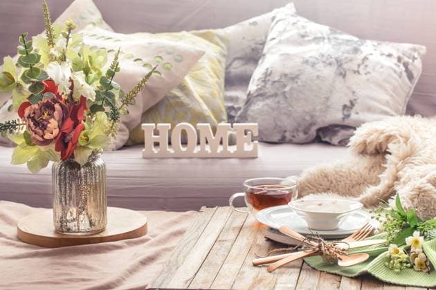 RECORD DATE NOT STATED Still life spring interior with decor items in the home living room and wooden letters with the inscription Home. , 36192132.jpg, house, design, background, food, winter, vintage, flower, floral, book, art, fashion, office, cat, retro, coffee, spring, leaf, room, interior, home, decoration, decor, cup, nobody, white, morning, modern, living room, scandinavian, still life, inside, indoors, stylish, table, tea, tray, vase, furniture, apartment, flowers, garland, glass, glass items, gray, hipster, floor, home wares, fall, idea, fairy