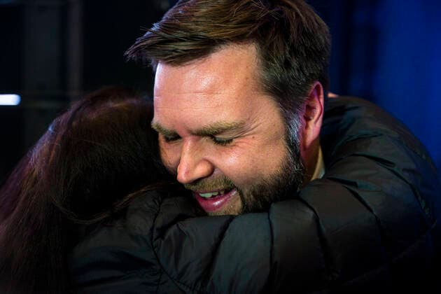 November 8, 2022, Columbus, Ohio, USA: Senator-elect J.D. Vance (Republican) hugs his supporters in celebration of his win over Democratic opponent Tim Ryan in the 2022 midterm elections at the Ohio Republican PartyÃ¢â‚¬â ¢s election party at the Renaissance Columbus Downtown Hotel in Columbus, Ohio, Tuesday, Nov. 8, 2022. Columbus USA - ZUMAh163 20221108_znp_h163_083 Copyright: xJintakxHanx