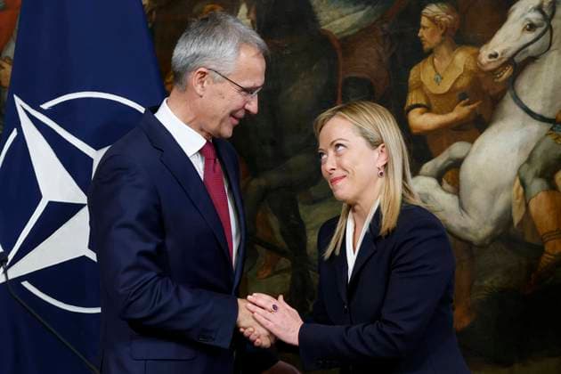 Bilder des Jahres, News 11 November News Themen der Woche KW45 News Bilder des Tages November 10, 2022, ROME, ITALY: Italian Prime Minister Giorgia Meloni and Nato Secretary General Jens Stoltenberg during a press conference at the end of their meeting at Chigi Palace in Rome, Italy, 09 November 2022..ANSA FABIO FRUSTACI ROME ITALY - ZUMAa110 20221110_zaf_a110_015 Copyright: xFabioxFrustacix