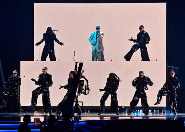 Puerto Rican singer Rauw Alejandro performs onstage during the 23rd annual Latin Grammy Awards at the Michelob Ultra Arena at Mandalay Bay Resort and Casino in Las Vegas, Nevada on Thursday, November 17, 2022.  LAV20221117013 JIMxRUYMEN