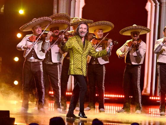 Honoree Marco Antonio Solís accepts the Person of the Year award onstage during the 23rd annual Latin Grammy Awards at the Michelob Ultra Arena at Mandalay Bay Resort and Casino in Las Vegas, Nevada on Thursday, November 17, 2022.  LAV20221117713 JIMxRUYMEN