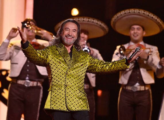 Honoree Marco Antonio Solís accepts the Person of the Year award onstage during the 23rd annual Latin Grammy Awards at the Michelob Ultra Arena at Mandalay Bay Resort and Casino in Las Vegas, Nevada on Thursday, November 17, 2022.  LAV20221117719 JIMxRUYMEN