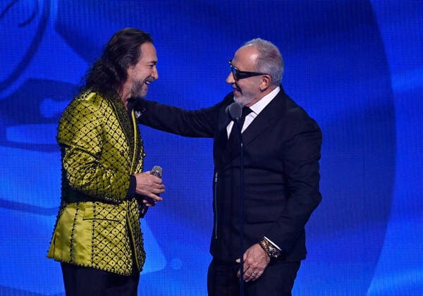 Honoree Marco Antonio Solís accepts the Person of the Year award onstage during the 23rd annual Latin Grammy Awards at the Michelob Ultra Arena at Mandalay Bay Resort and Casino in Las Vegas, Nevada on Thursday, November 17, 2022.  LAV20221117722 JIMxRUYMEN