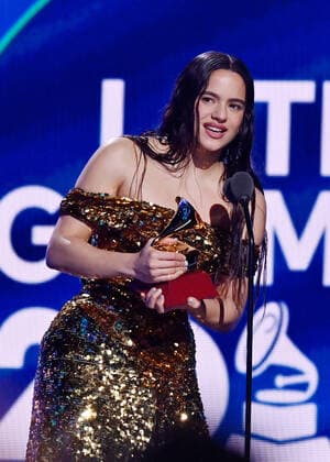 Rosalía accepts the Album of the Year award for Motomami onstage during the 23rd annual Latin Grammy Awards at the Michelob Ultra Arena at Mandalay Bay Resort and Casino in Las Vegas, Nevada on Thursday, November 17, 2022.  LAV20221117086 JIMxRUYMEN