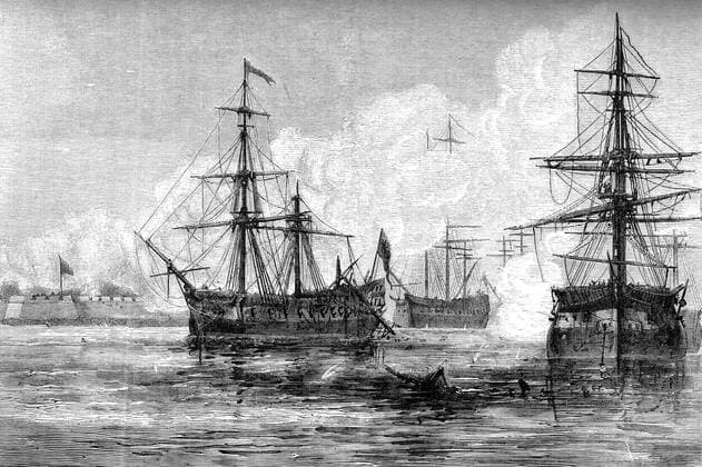 RECORD DATE NOT STATED The attack on Sullivan s Island, South Carolina, 1776 (c1880). Artist: Unknown Copyright:xThexPrintxCollector HeritagexImagesx IMAGO ,2329770 ! ACHTUNG: AUFNAHMEDATUM GESCHÄTZT!  Copyright:ThexPrintxCollector HeritagexImagesx IMAGO