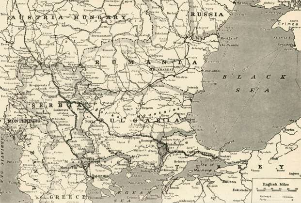 RECORD DATE NOT STATED Map Showing the Relation of Serbia to Neighbouring States , 1916. Creator: Unknown. Copyright:xmare,paese,strategia,geografia,territoriale,militare,guerra,posizione,secolo,Bulgaria,bulgaro,strategico,LaxRomania,Rumeno,primaxguerraxmondiale,wartime,TERRITORIO,concetto,B&W,LaxIugoslavia,album,Giorno,World.war.i,WWI,LaxSerbia,nerox&xbianco,neroxexbianco,GuerraxmondialexUna,glixannix10,ventesimoxsecolo,MarxBaltico,ThexPrintxCollector,map,Unknown,Austria-Hungary,JAxHammerton,JxAxHammerton,Hammerton,Ja,SirxJohnxAlexanderxHammerton,SirxJohnxHammerton,JohnxHammerton,SerbianxCampaign,SirxJohnxAlexander,JxA,AmalgamatedxPressxLtd,AmalgamatedxPressxLimited,AmalgamatedxPress,ThexAmalgamatedxPress,ThexWarxIllustrated,SummerxCampaignx1915x IMAGO ,27530  Copyright:mare,paese,strategia,geografia,territoriale,militare,guerra,posizione,secolo,Bulgaria,bulgaro,strategico,LaxRomania,Rumeno,primaxguerraxmondiale,wartime,TERRITORIO,concetto,B&W,LaxIugoslavia