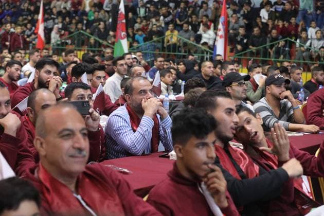Palestinians attend to watch the football match between the Qatar team and the Ecuadorian team Palestinians attend to watch the football match between the Qatar team and the Ecuadorian team in the Saad Sayel Stadium dedicated to watch the matches the FIFA World Cup Qatar 2022 in Gaza City, on 20 November 2022, Organized by Gaza Re-Construction Committee, in Gaza city on November 20, 2022. The 2022 FIFA World Cup is an association football tournament, contested by the men s national teams of FIFA s member associations and the 22nd FIFA World Cup. It is taking place in Qatar from 20 November to 18 December 2022. This is the first World Cup to be held in the Arab world, and the second World Cup held entirely in Asia after the 2002 tournament i Copyright: xapaimagesxAshrafxAmrax xapaimagesx
