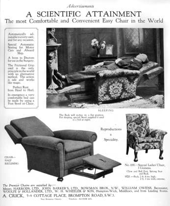 RECORD DATE NOT STATED An advertisement for Premier easy chairs, 1926. Artist: Unknown Copyright:xThexPrintxCollector HeritagexImagesx IMAGO ,1648013 ! ACHTUNG: AUFNAHMEDATUM GESCHÄTZT!  Copyright:ThexPrintxCollector HeritagexImagesx IMAGO