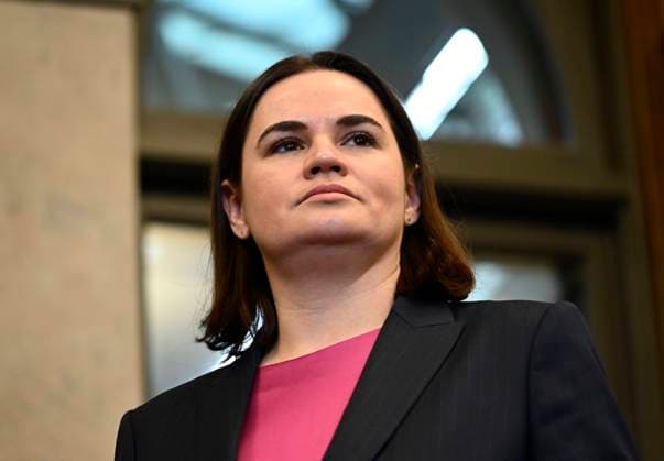November 22, 2022, Ottawa, ON, CAN: Opposition Leader of Belarus Sviatlana Tsikhanouskaya participates in a photo opportunity with Canada s Minister of Foreign Affairs Mo lanie Joly, not shown, on Parliament Hill, in Ottawa, on Tuesday, Nov. 22, 2022. Ottawa CAN  - ZUMAc35_ 20221122_zaf_c35_057 Copyright: xJustinxTangx