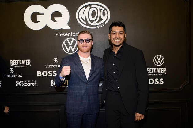 GQ Men Of tHe Year Black Carpet November 22, Mexico City, Mexico: Saul Alvarez ˜El Canelo™ and Tenoch Huerta attend the black carpet of the GQ Men Of The Year Awards at Proyecto Publicol Prim. on November 22, 2022 in Mexico City, Mexico. (Photo by Carlos Tischler Eyepix Group) Copyright: xCarlosxTischler xEyepixxGroupx CT_22112022_82067
