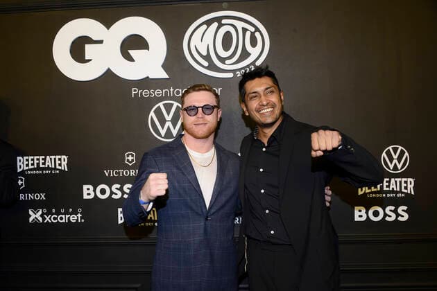 GQ Men Of tHe Year Black Carpet November 22, Mexico City, Mexico: Saul Alvarez ˜El Canelo™ and Tenoch Huerta attend the black carpet of the GQ Men Of The Year Awards at Proyecto Publicol Prim. on November 22, 2022 in Mexico City, Mexico. (Photo by Carlos Tischler Eyepix Group) Copyright: xCarlosxTischler xEyepixxGroupx CT_22112022_82069