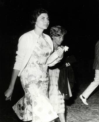 Empress Soraya Esfandiary-Bakhtiary of Iran with her friend actress Patricia Fehean on her holidays, Portofino, Italy 1960s 