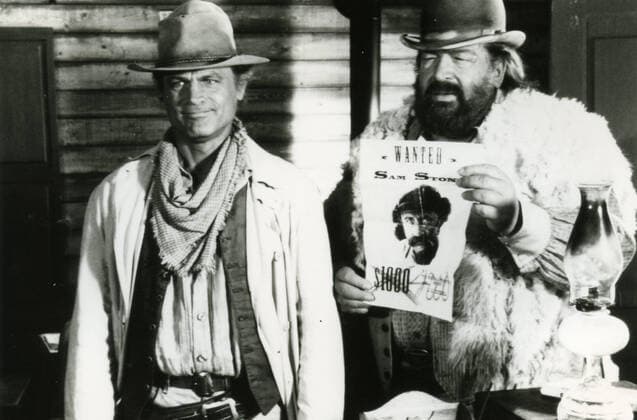 Italian actors Terence Hill (left) and Bud Spencer in the movie Troublemakers, Italy 1994 